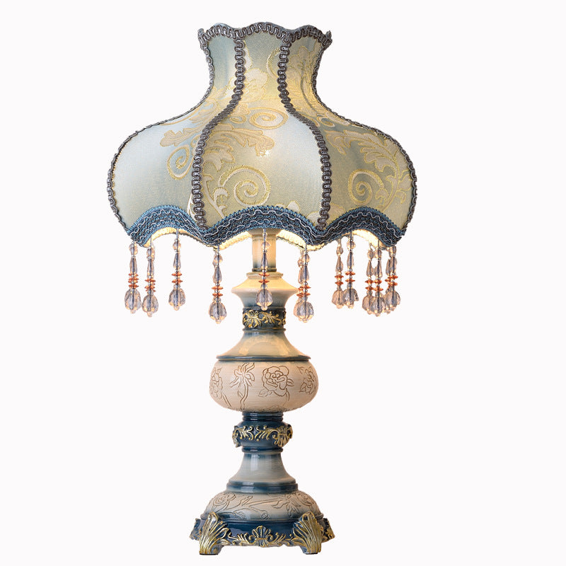 Lámpara de Mesa de 1 Luz de Resina con Flor de Lujo Retro de Europa 