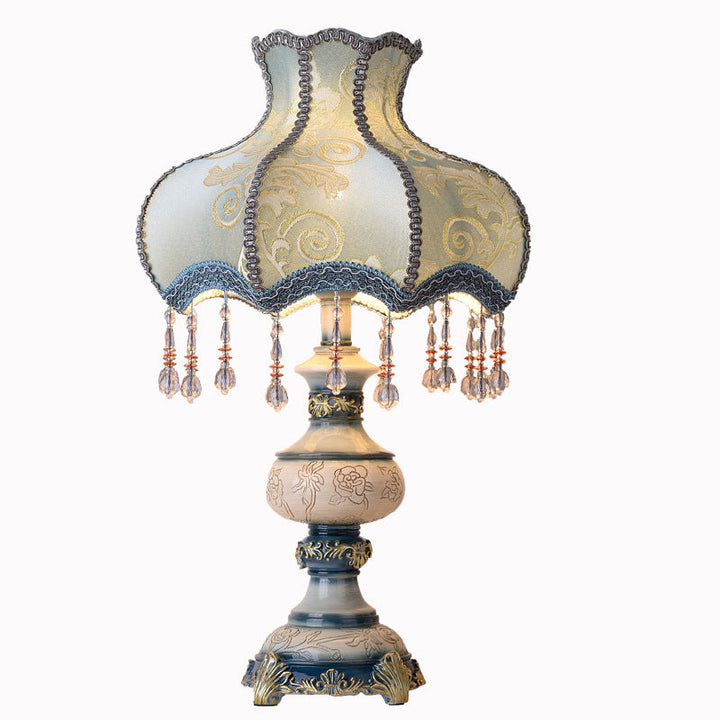 Lámpara de Mesa de 1 Luz de Resina con Flor de Lujo Retro de Europa 