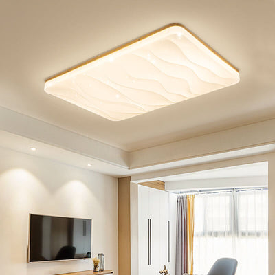 Moderne minimalistische Deckenleuchte mit Massivholzkante, PVC-rechteckigem Schirm und LED-Aufbauleuchte für das Wohnzimmer 