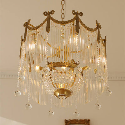 French Luxury Crystal Tassel Bead Design  6/7/9 Light Chandelier