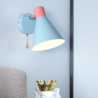 Nordic Simple Blue Cone Shade 1-Licht-Lesewandleuchte