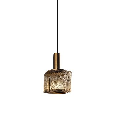 Modern Light Luxury Square Copper Glass 1-Light Pendant Light