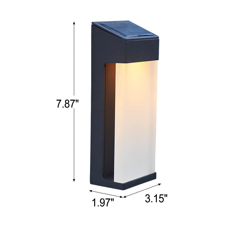 Solar Square Frosted Glass Waterproof Outdoor LED Wall Sconce Lamp