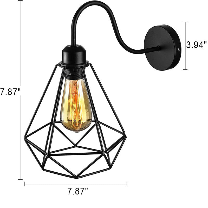 Retro Industrial Iron Cage 1-Light Wall Sconce Lamp