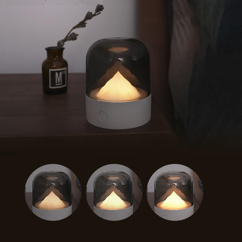 Lámpara de mesa con luz nocturna LED USB para PC de montaña nevada retro creativa 