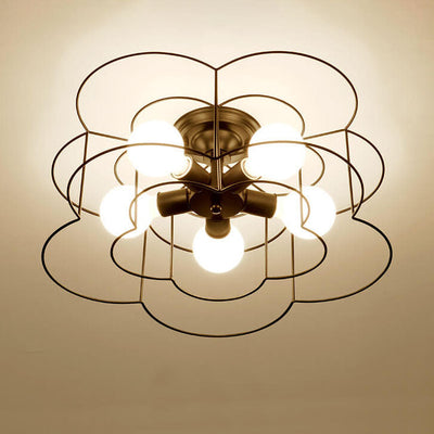 Nordic Creative Iron Petals 5-Light Semi-Flush Mount Ceiling Light