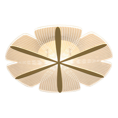 Modern Minimalist Acrylic Petal Round Gold LED Flush Mount Ceiling Light