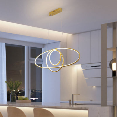 Modern Creative Island Light Round Ring Aluminum Silicone LED Chandelier