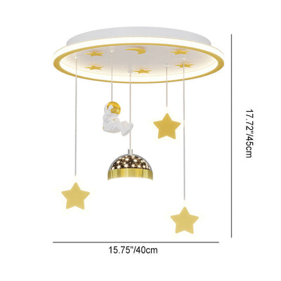 Contemporary Creative Starry Night Acrylic Round Shade LED Kids Flush Mount Ceiling Light For Bedroom