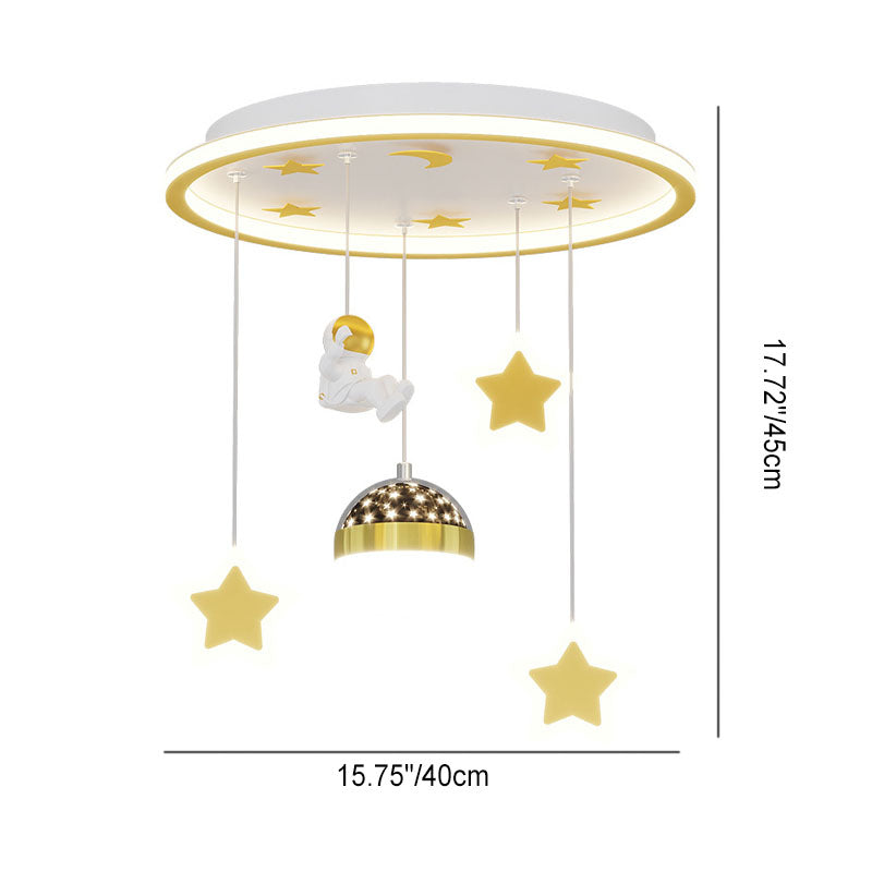 Contemporary Creative Starry Night Acrylic Round Shade LED Kids Flush Mount Ceiling Light For Bedroom