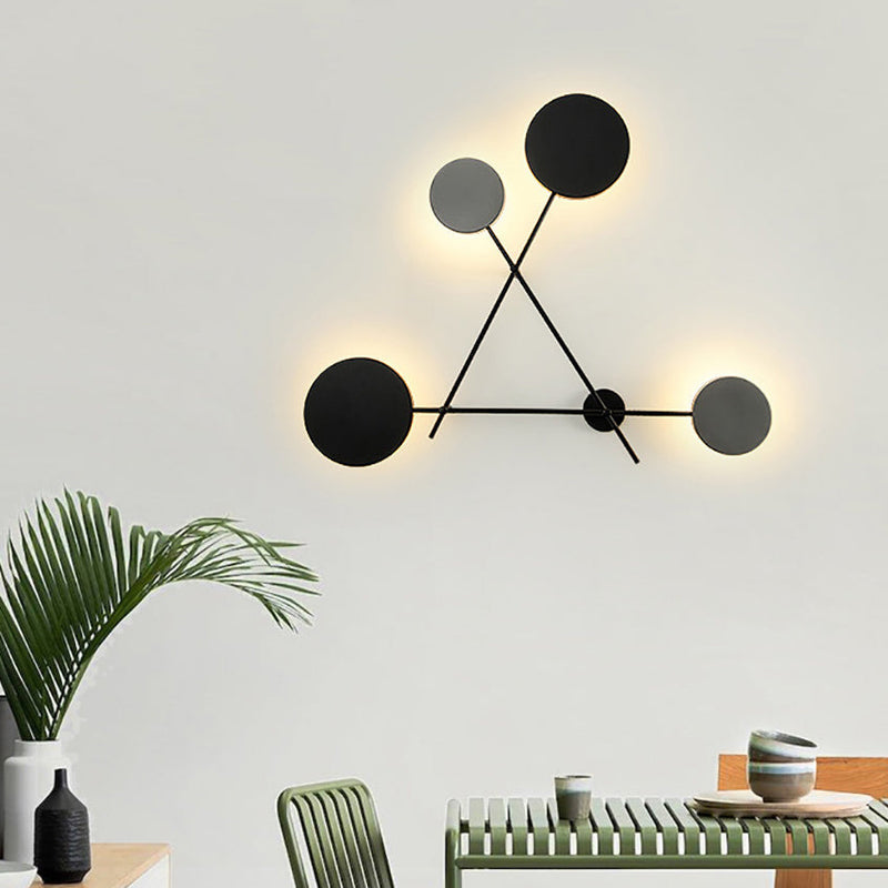 Moderne Mid-Century Eisen Dreieck Rahmen Acryl Disc LED Wand Leuchte Lampe Für Schlafzimmer 