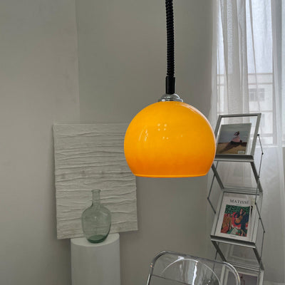 Modern Retro Round Head Retractable Glass 1-Light Pendant Light