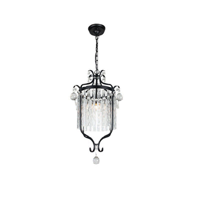 European Light Luxury Crystal Strip Cage Iron 1-Light Pendant Light