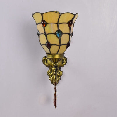 Traditional Tiffany Crystal Glass Pendant 1-Light Wall Sconce Lamp