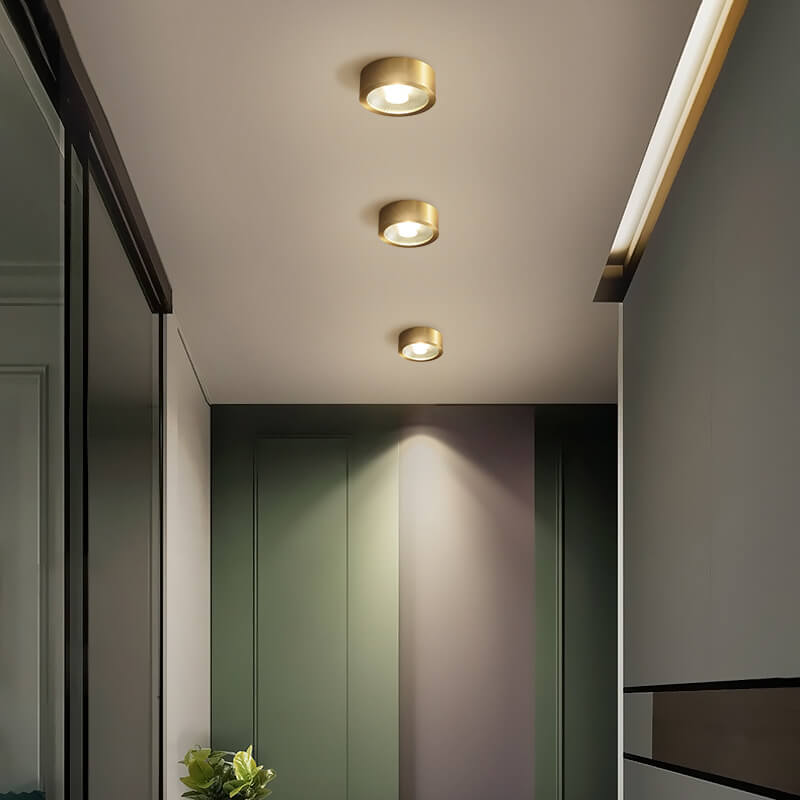Moderne luxuriöse runde Kupfer-Ultraflach-LED-Deckenleuchte für den Flur 