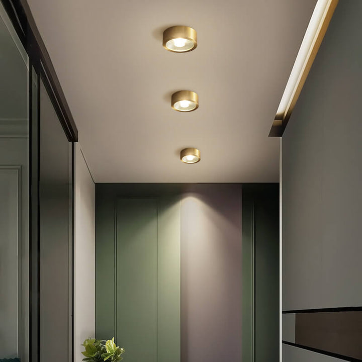 Moderne luxuriöse runde Kupfer-Ultraflach-LED-Deckenleuchte für den Flur 