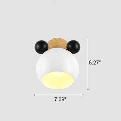 Nordic Cartoon Bear Dome 1-Light Kids Wall Sconce Lamp