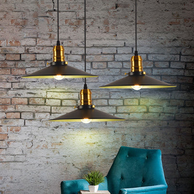 Vintage Industrial Iron Round Barn 1-Light Pendant Light