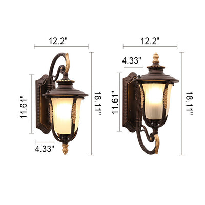 Outdoor Vintage Coffee Gilded Aluminum Glass 1-Light Waterproof Wall Sconce Lamp