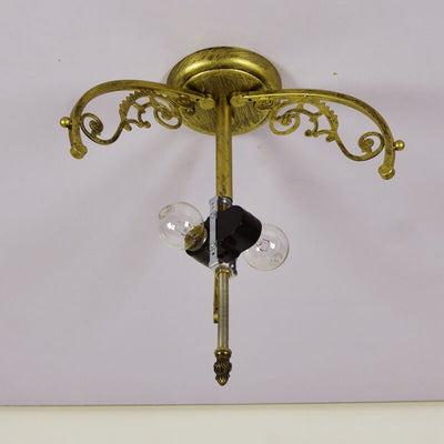 Tiffany European Mediterranean Yellow Glass Bowl 2-Light Semi-Flush Mount Ceiling Light