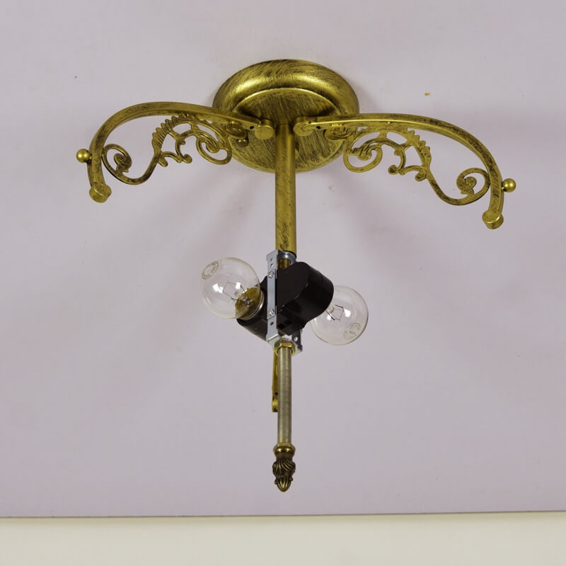 Tiffany European Mediterranean Yellow Glass Bowl 2-Light Semi-Flush Mount Deckenleuchte 