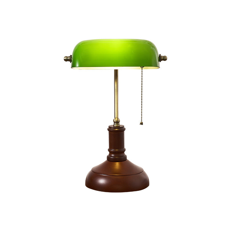 Lámpara de mesa de 1 luz con banco de cristal y madera maciza vintage tradicional con cremallera para dormitorio 