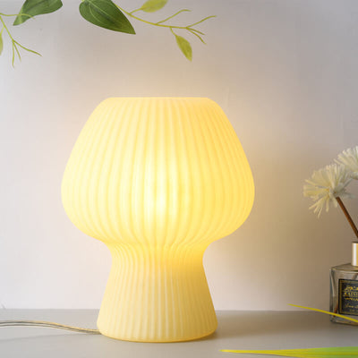 Modern Minimalist Mushroom 1-Light Glass Table Lamp For Bedside