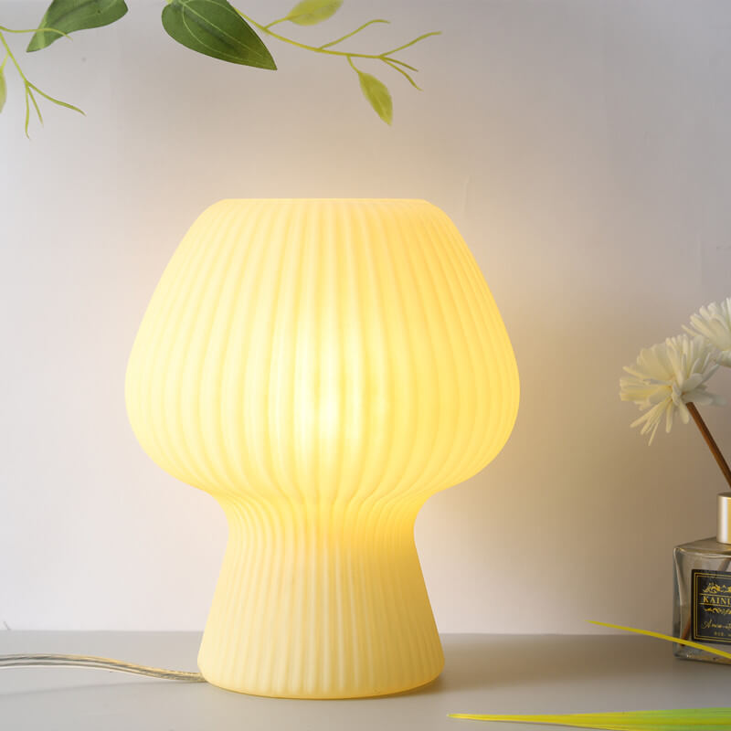 Modern Minimalist Mushroom 1-Light Glass Table Lamp For Bedside