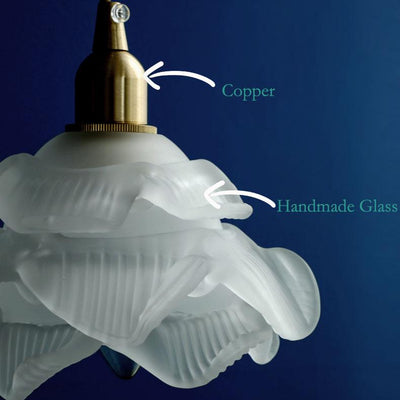 Französische Vintage Petal Glas 1-flammige LED-Pendelleuchte 
