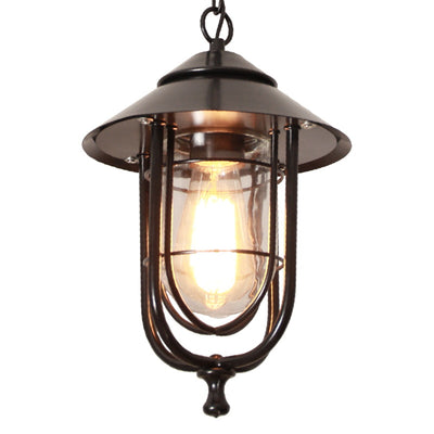 Industrial Vintage Aluminum Cage Glass 1-Light Outdoor Waterproof Pendant Light