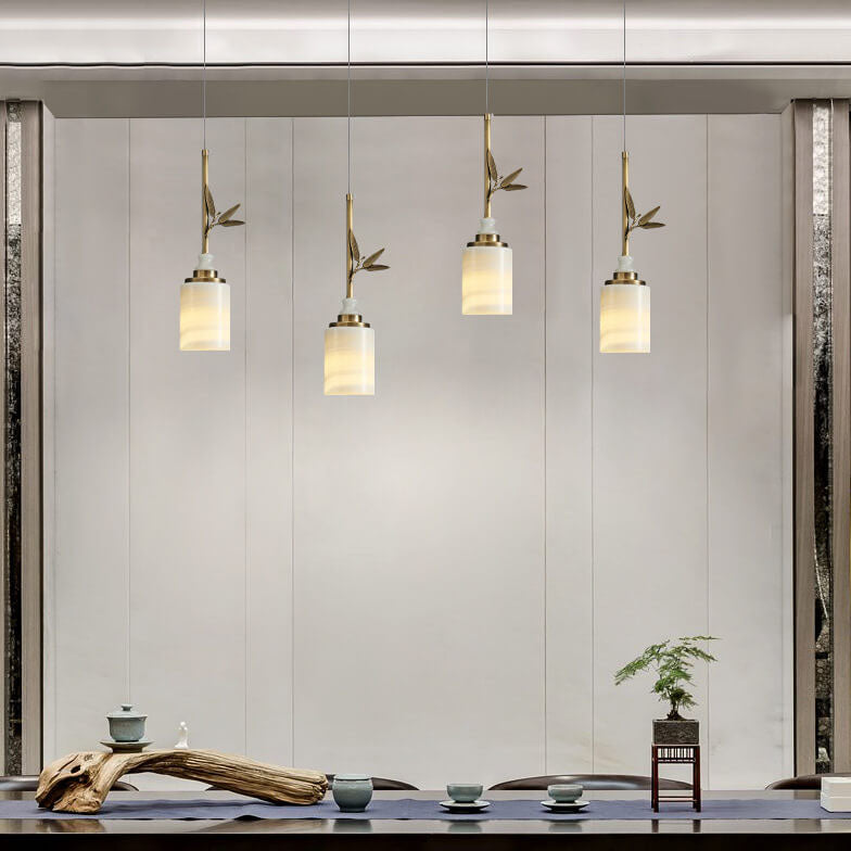 Modern Luxury Marble Column Brass 1-Light Pendant Light