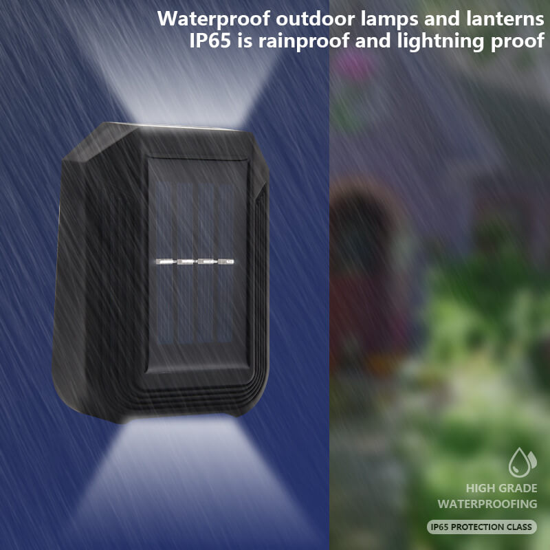 Modern Minimalist Rectangular Plastic LED Solar Outdoor Waterproof Wall Sconce Lamp For Outdoor