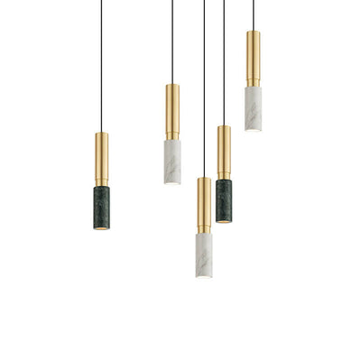 Suspension Luminaire 1 Lumière Métal Colonne Terrazzo Minimaliste Nordique 