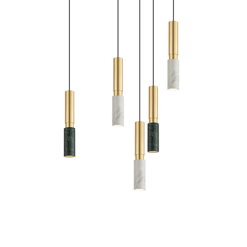Suspension Luminaire 1 Lumière Métal Colonne Terrazzo Minimaliste Nordique 