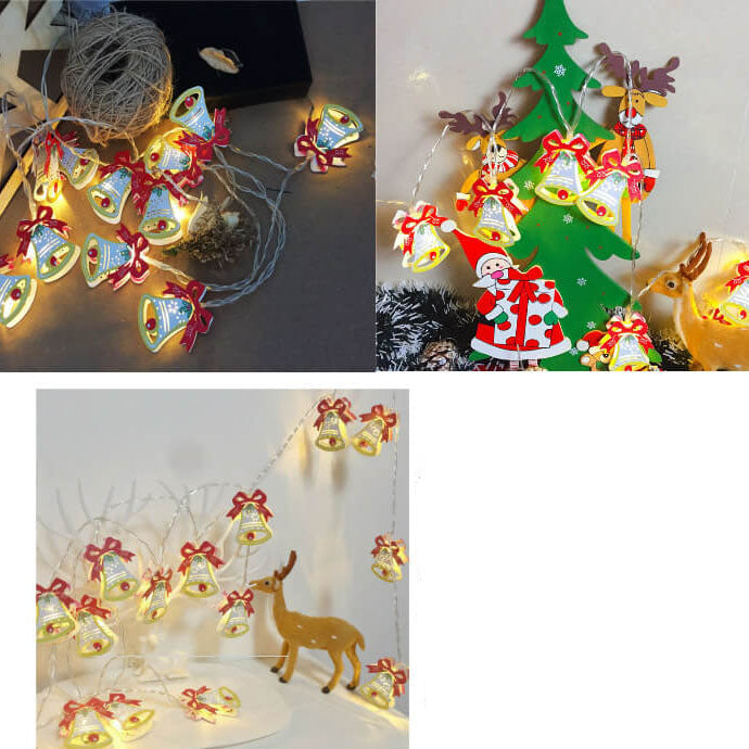 Guirlande lumineuse décorative de Noël Peinte cloches élan Boîte à piles LED Guirlande lumineuse 