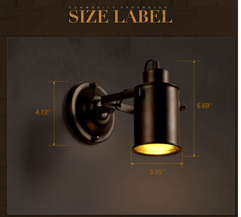 Abat-jour en fer forgé 1 lumière applique à bras cylindrique réglable 