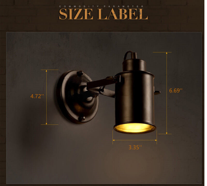 Wrought Iron Lampshade 1-Light Adjustable Cylindrical Arm Sconce Lamp