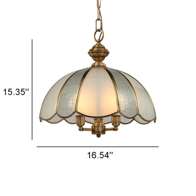 Industrial All Copper Glass Flower Shade 3-Light Pendant Light