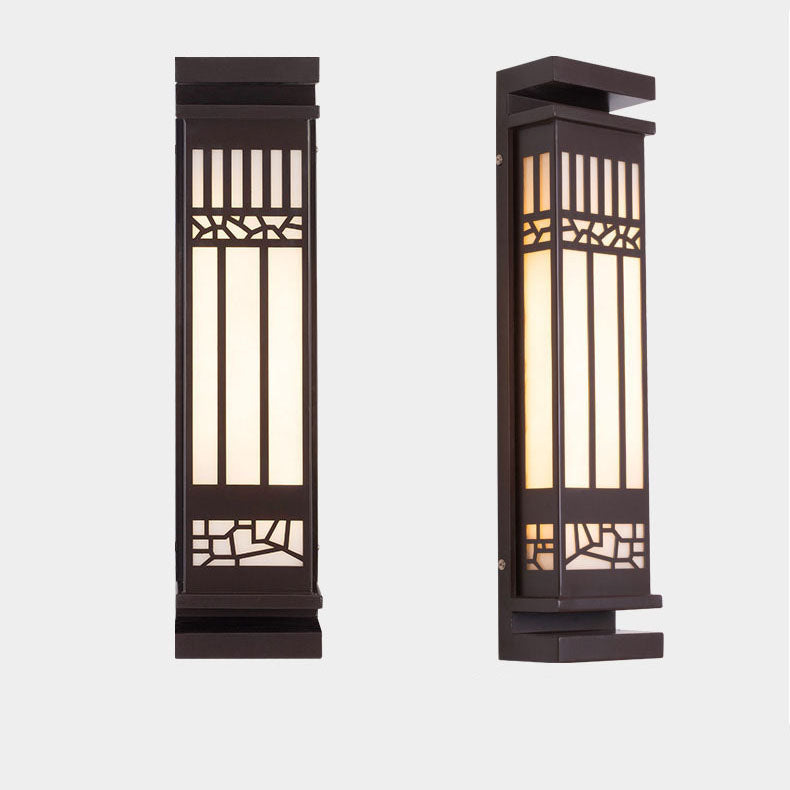 Outdoor Modern Chinese Imitation Marble Rectangular LED Wall Sconce Lamp