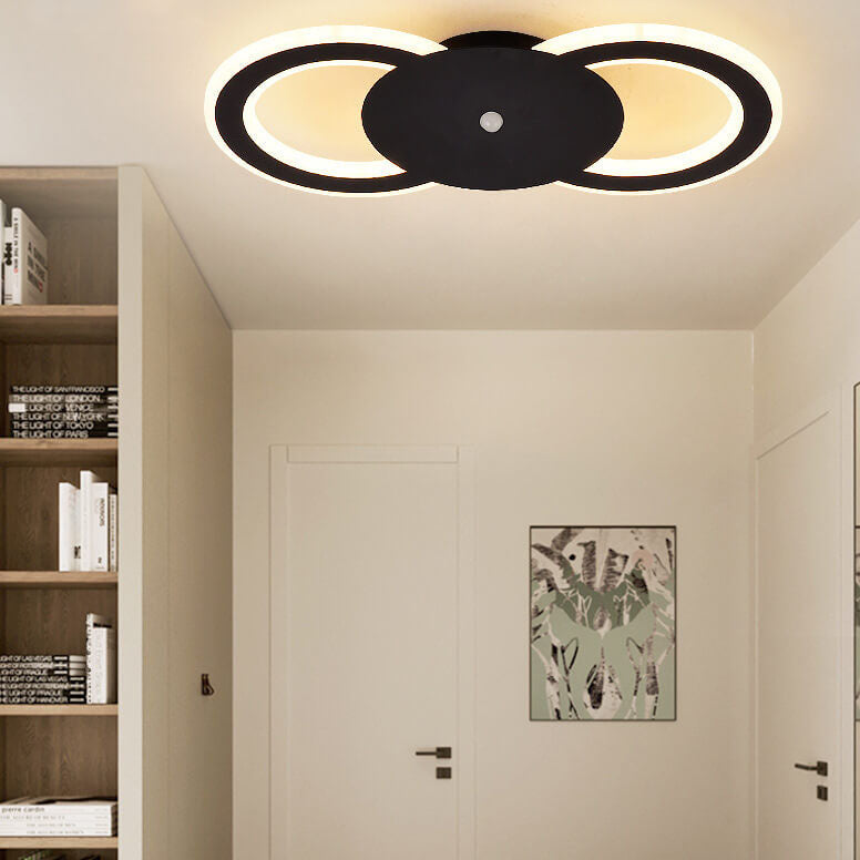 Moderne minimalistische Deckenleuchte aus schwarzem und weißem Metall mit LED 