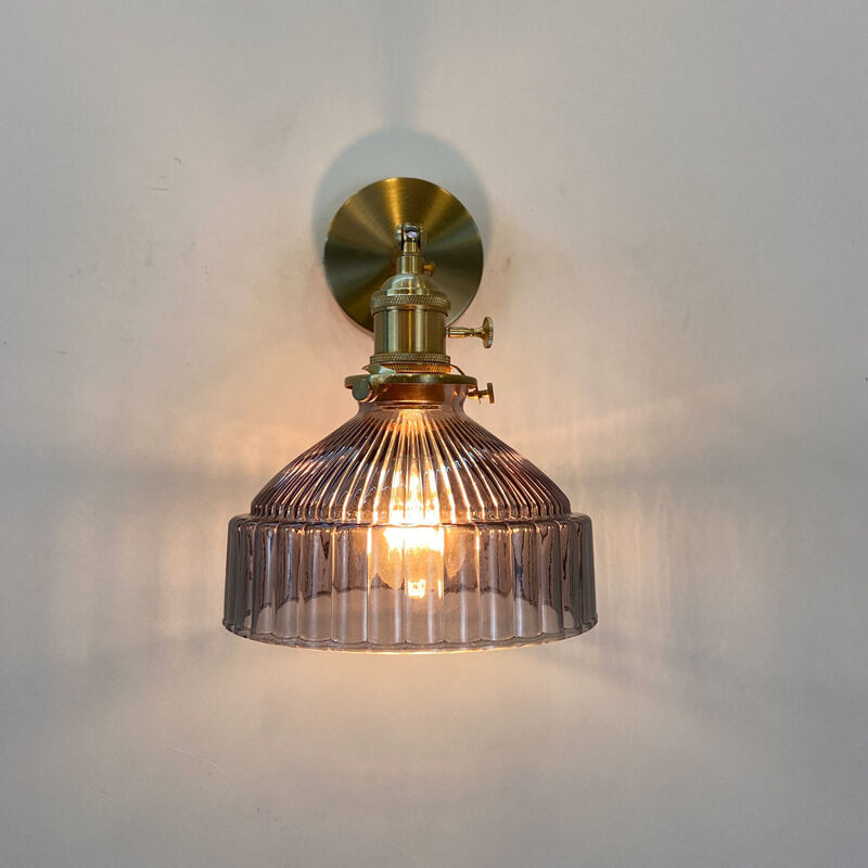 Nordic Dome Glass Shade Brass 1-Light Wall Sconce Lamp