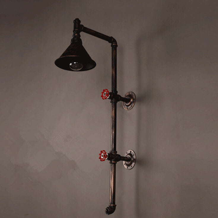 Diseño de grifo de tubería de agua de hierro industrial retro 1-luz aplique de pared 