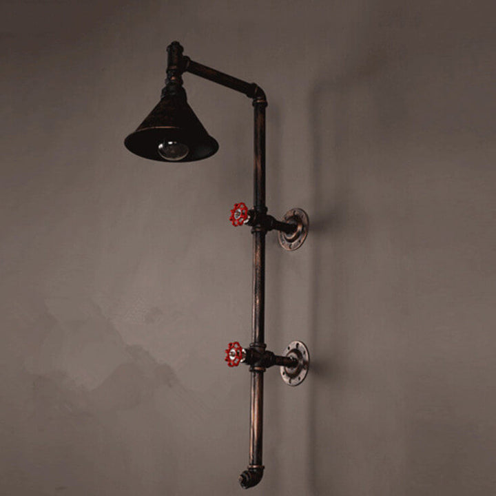 Diseño de grifo de tubería de agua de hierro industrial retro 1-luz aplique de pared 