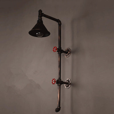 Retro Industrial Iron Water Pipe Faucet Design 1-Light Wall Sconce Lamp