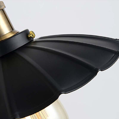 Industrial Vintage Iron Pleated Umbrella 1- Light Wall Sconce Lamp