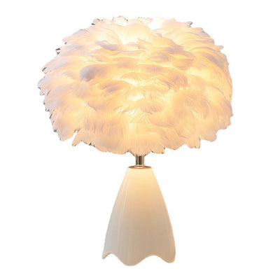 Nordic Minimalist Feather Ceramic Base 1-Light Table Lamp