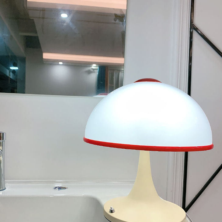 Lampe de Table Moderne en Métal et Champignon Crème à 1 Lumière 