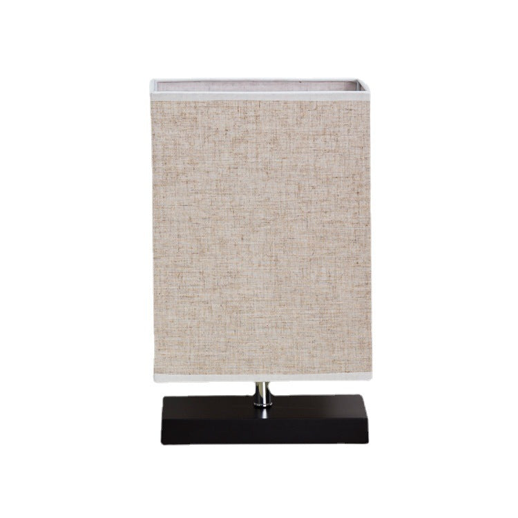 Modern Simplicity Rectangular Linen Black Wood Base 1-Light Table Lamp