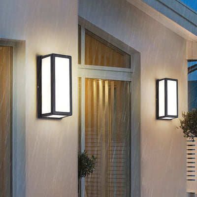 Outdoor Patio Square Pole Aluminum Acrylic LED Waterproof Wall Sconce Lamp