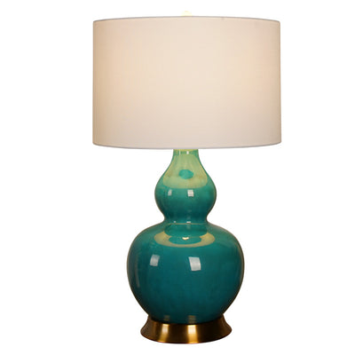 Lampe de table moderne en céramique à 1 lumière en tissu de luxe vert 